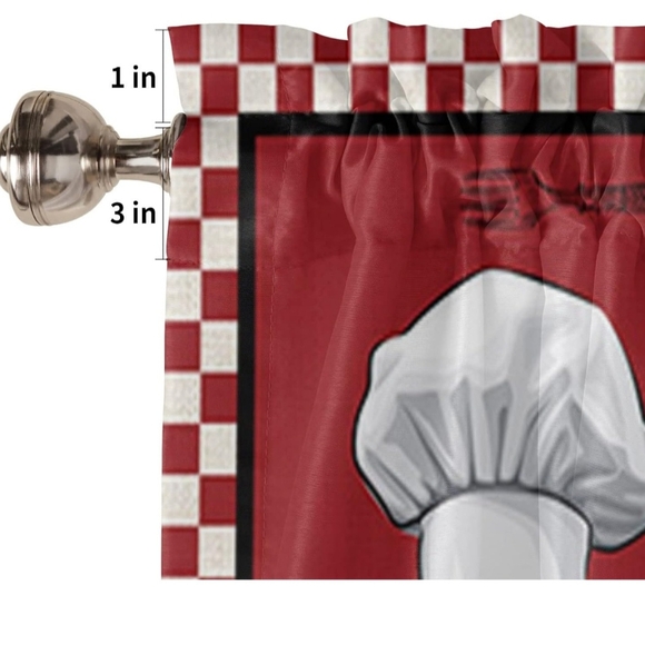 Red Chef Kitchen Valance - Picture 3 of 4